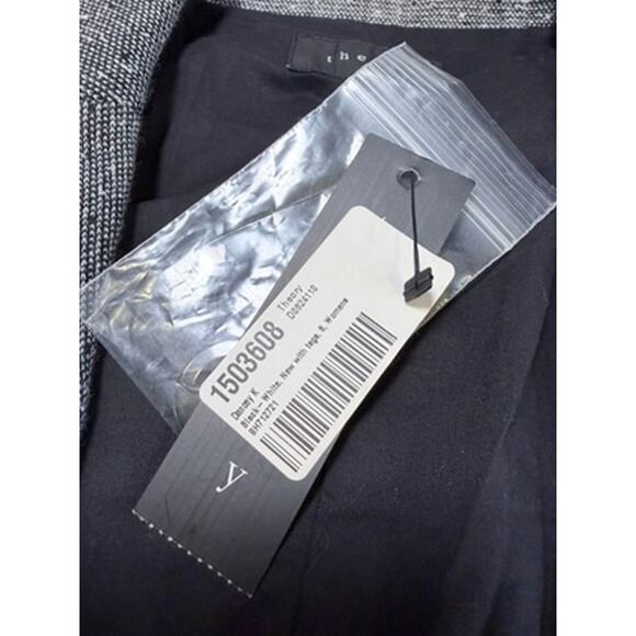 Theory Dancey K Tweed Blazer Sz 8 Black White Preppy Work Academia Capsule Brit - Picture 12 of 14